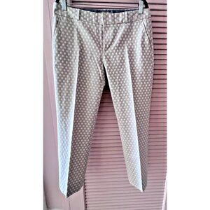 Banana Republic Cropped Pant Size 10 Hampton Fit Tan White Polka Dot 54% Cotton